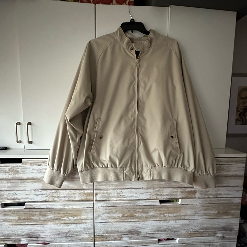 🧥 John Blair Beige Plaid Lined Bomber Jacket Full Zip